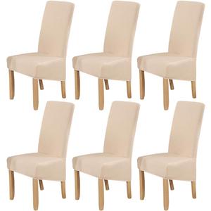 MIFXIN Dining Chair Cover Set of 6 Stretch Jacquard XL Size Dining Chair Slipcovers Large Removable Washable Dining Room Chair Protector Home Wedding Party Banquet Hotel Decor (Beige)