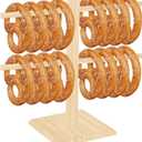 Oktoberfest Pretzel Holder Stand with Arms Hanging - Bamboo Pretzel & Sausage Hanger Display Rack for Beer Mugs, Decor, Party Serving Supplies