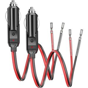Energeaster 1 FT 12V Cigarette Lighter Adapter with Fused Plug & LED Light, 16AWG 12V Cigarette Lighter Plug, 6 A Fused Car Replacement Plug Socket Cord (2 Pack)