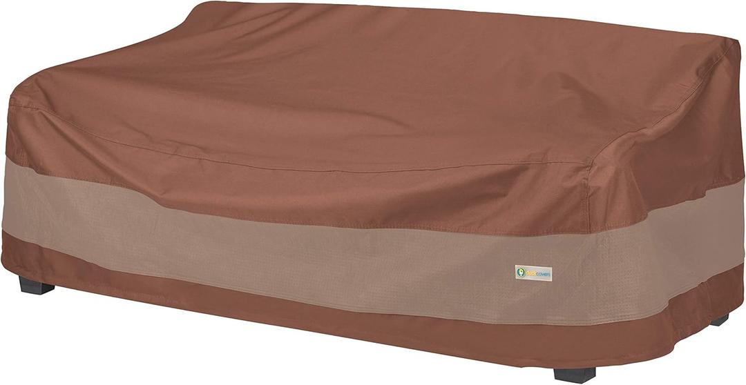 DUCKCOVERS Ultimate Waterproof Patio Sofa Cover, Outdoor Couch Cover with All Weather Protection, Patio Furniture Covers with Attachment Strap, 77"W x 35"D x 35"H, Outdoor Sofa Cover