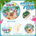 3 Pcs Christmas in July Door Decorations Christmas in July Front Door Wreath Summer Beach Wooden Sign Flamingo Santa Beach Hawaiian Hanging Hanger for Farmhouse Home Summer Xmas Decor Supplies