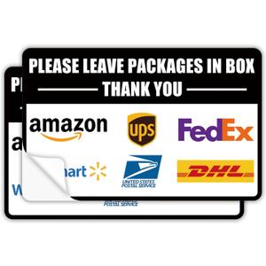 2 Pack Delivery Signs for Packages - 11 x 7 Inches Vinyl Self-adhesive Stickers for Outdoor Package Delivery Boxes