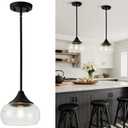 2 Pack Pendant Lights Kitchen Island, Modern Black Pendant Light Fixtures with 8.5" Clear Glass Shade, Industrial Hanging Pendant Lights Fixture for Kitchen Island Dining Room Bedroom Hallway Entryway