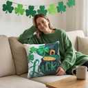 4 x St. Patrick's Day Glitter Sequin Pillow Cover 16x16 Inch - Reversible Sparkle Sequined Cushion Case for Irish Holiday Home Party Decor (Lucky)