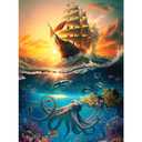 Bits and Pieces – The Flying Dutchman Jigsaw Puzzle for Adults – Ghost Ship and Ocean Adventure with Octopus by Ray Heere (1000 Piece Puzzle 20" x 27")