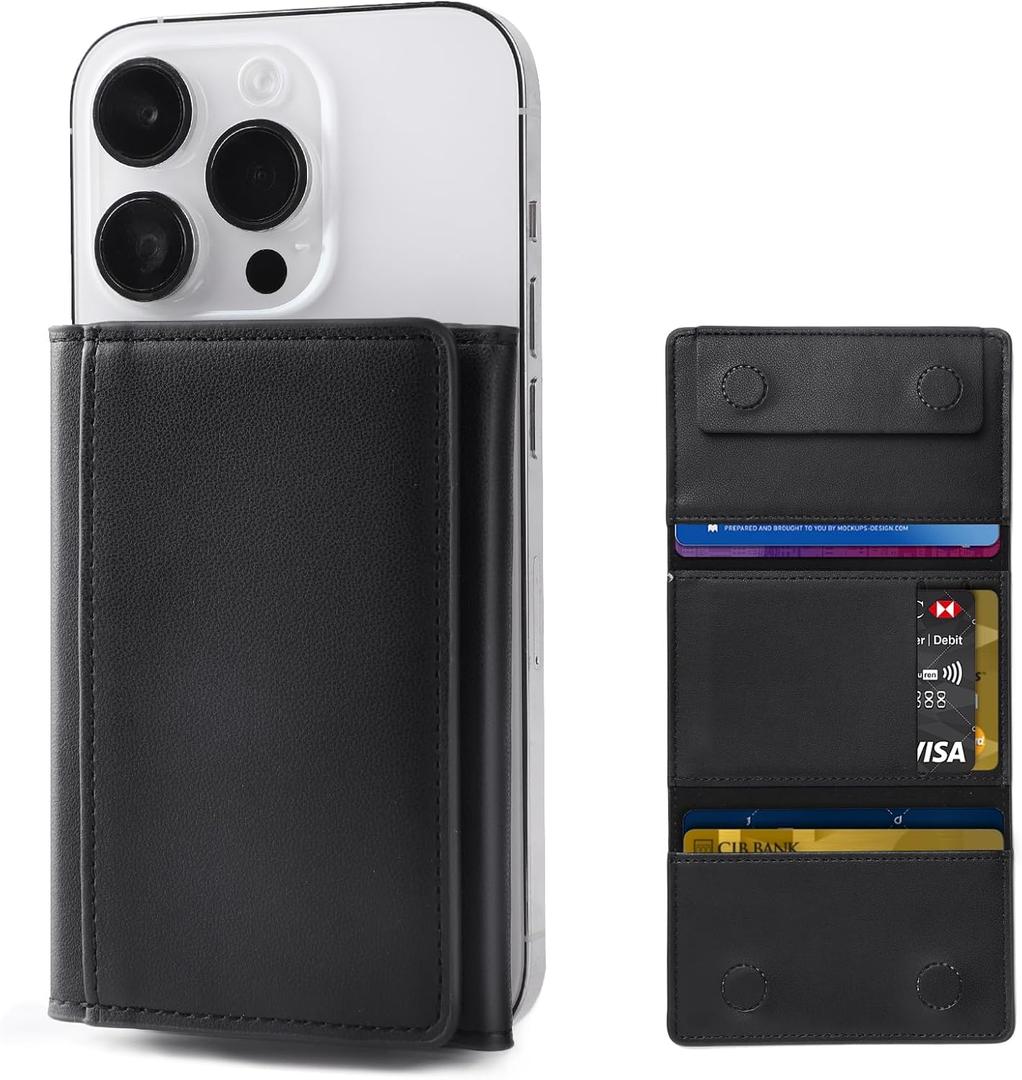 Magsafe Wallet, Phone Magsafe Wallet with Adjustable Stand, 6-Card Holder, Compatible for Phone 16/15/14/13/12 Series, Black.