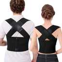 Posture Corrector for Women and Men Plus Size Full Back Support Brace Straightener Scoliosis Spine Upper Back Pain Relief Adjustable Shoulder Instant Posture Corrector with Hunchback Black, Large