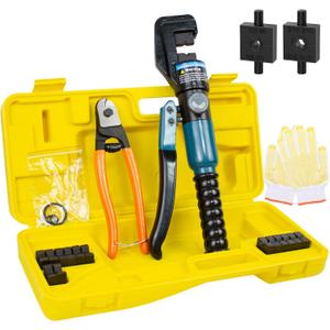 10 Ton Hydraulic Crimping Tool Cable Cutter with 11 Dies Wire Swaging Tool for 1/8 to 3/16 Cable Railing