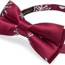 DiBanGu Mens Christmas Vest and Bow Tie Set Festival Christmas Snowflake Suit Vest for XmasNew Year Party Formal (Large, Burgundy Red Silver Snowflake)