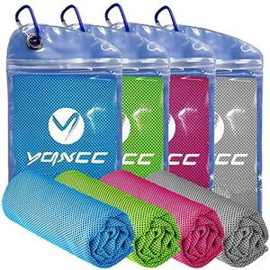 YQXCC 4 Pack Cooling Towels (40"x12") Cool Towel, Cold Towel, Microfiber Soft Breathable Chilly Ice Towel for Sport, Yoga, Golf, Gym, Camping, Running, Fitness, Workout & More Activities