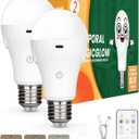 Neporal MagicGlow USB Rechargeable Light Bulbs, 3-Color Shift + 10%-100% Dimmable, Remote+Touch Control, 1800mAh Large Battery 3-20-Hour Lights Up,15W A19 E26/E27 Battery Operated Light Bulb, 2-Pack