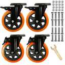6 Inch Caster Wheels, Heavy Duty Casters Load 2800 Lbs, Industrial Swivel Silent Caster Wheels for Workbench Cart and Furniture Set of 4
