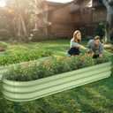 Winpull Raised Garden Bed Kit, 8x2x1 ft Galvanized Planter Box Outdoor, Oval Large Metal Raised Beds for Gardening Vegetables Flower Herb (Avocado Green)