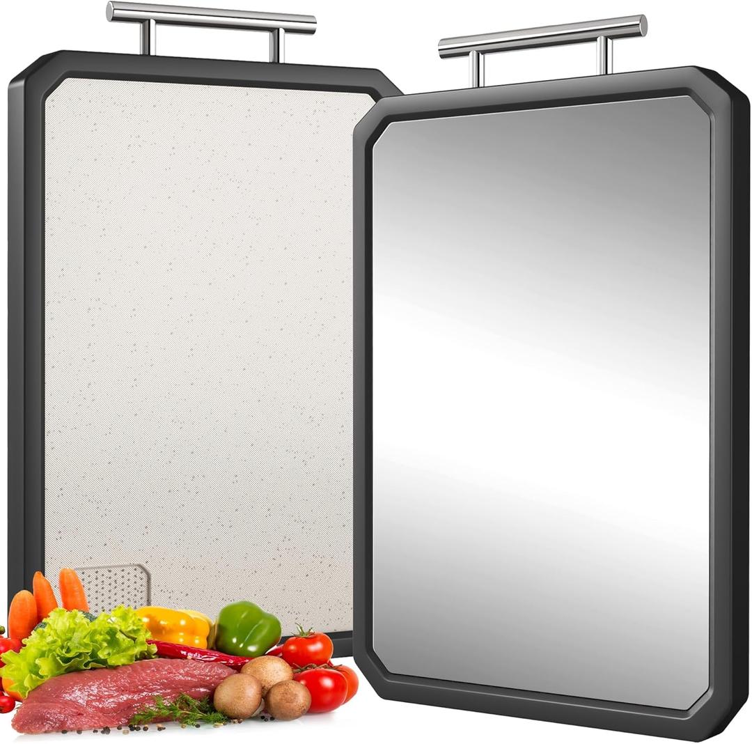 Titanium Cutting Board Double Sided Food Grade, Pure Titanium and Wheat Straw PP, Titanium Cutting Boards for Kitchen, Large Chopping Board 16"x12", Dishwasher Safe, Easy to Clean (Black)