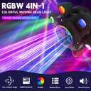 Moving Head DJ Lights, 150W RGBW 4-in-1 LED 6 Arms Disco Stage Light with Mixed Lighting Effects, DMX-512 & Sound Activated & Remote Control, Party Lights for Bar, Wedding,
