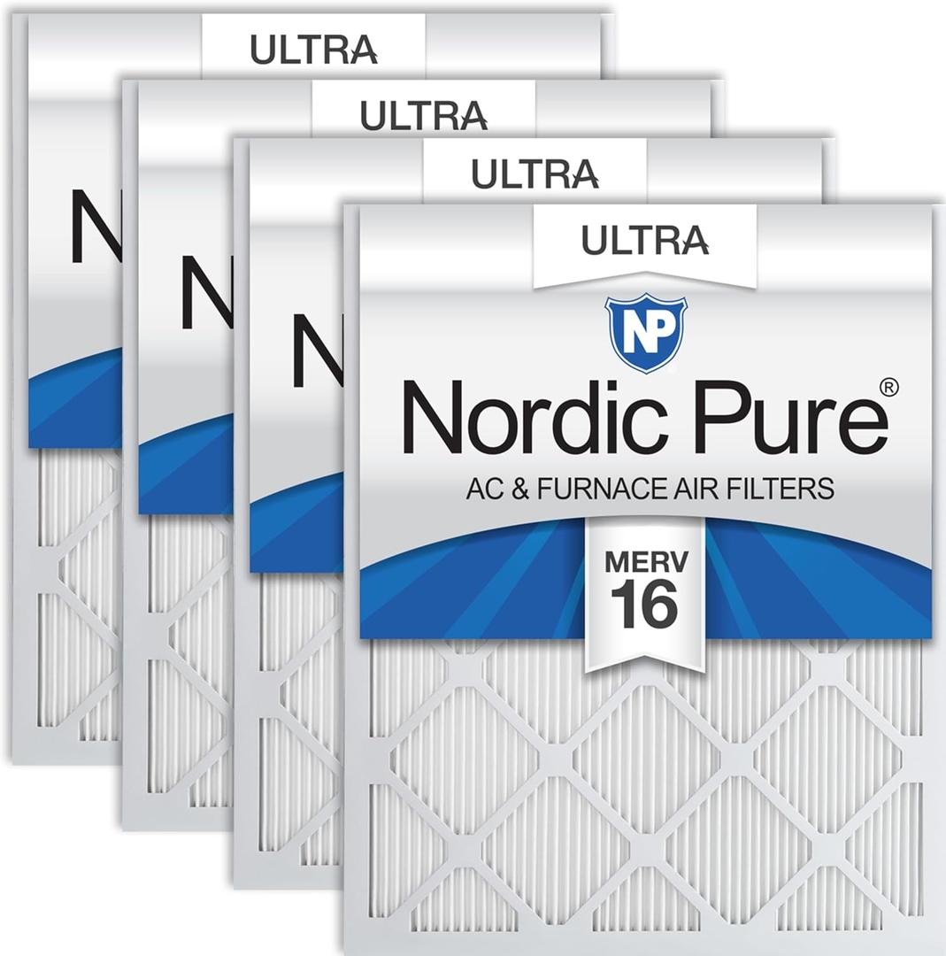 Nordic Pure 20x20x1 Pleated Ultra MERV 16 AC Furnace Air Filters 4 Pack