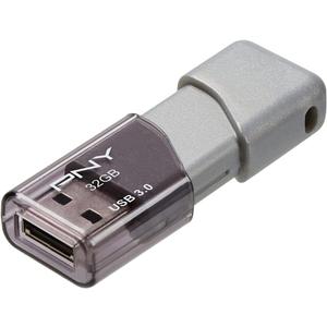 PNY 32GB Turbo Attache 3 USB 3.0 Flash Drive, Grey (Pack of 1)