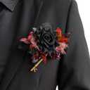 Ling's moment Pocket Boutonniere Single, Boutonniere for Men Groom for Wedding, Prom, Homecoming, Anniversary, Graduation, etc.Black Gothic Burgundy, 6" W x 5" H