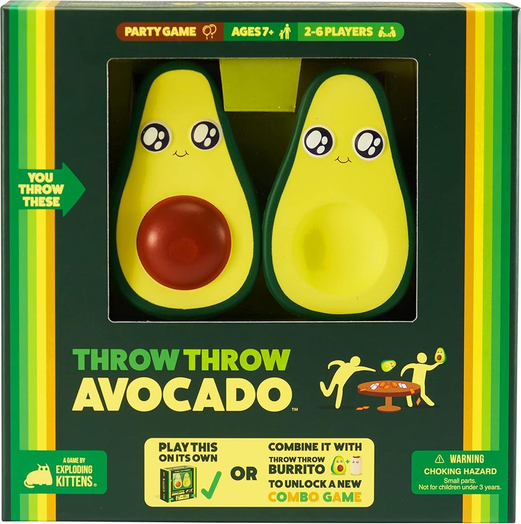 Exploding Kittens Throw Throw Avocado 2-6 Players - Ages 7+ - 15 Minutes to Play - Dodgeball Card Game - Party Game, Family Game Night, Kid and Adult Card Game