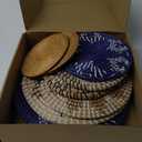 Xuhal Set of 8 Hanging Woven Wall Basket Handmade Decorative Rustic Boho Basket Decor Handcrafted Wicker Round Seagrass Wall Art for Home Kitchen Farmhouse Table Living Room