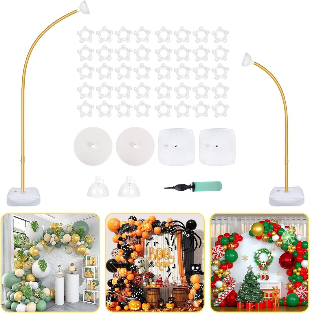 OurWarm 9.35Ft & 6Ft Gold Balloon Arch Stand, Free Bending Shape Balloon Arch Kit, Half Arch Balloon Stand with Base for Floor, Ideal for Wedding Birthday Baby Shower Graduation 4th of July Decoration
