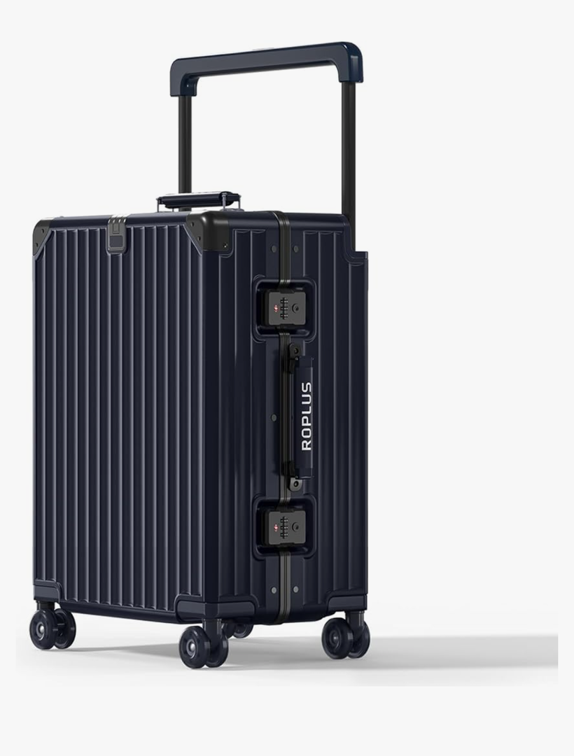Aluminium Frame Carry on Luggage with Smooth Jelly Wheels, Hardside Zipperless Rolling Suitcase with TSA Lock (Blue, 21-Inch)