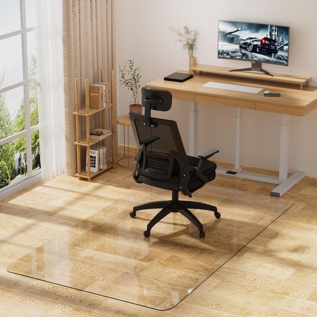 Office Chair Mat for Hard Floors 36 x 48 Inch, Clear Plastic Floor Protector for Rolling Desk & Computer Chairs, Transparent Under Desk Mat for Hardwood, Wood & Tile Floors