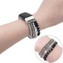 WONMILLE Beaded Bracelet Compatible with Fitbit Charge 6 Bands/Fitbit Charge 5 Bands Women, Elastic Stretch Bracelets Jewelry Strap Replacement for Charge 6/Charge 5 Fitness Tracker L