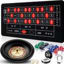 Lunmon Roulette Wheel Game Set Include 16'' Black Roulette Wheel 35" x 16" Rubber Tabletop Layout Mat, 100 Chips Dealer Button Win Marker Casino Game Sets Gift Ideas(Black)