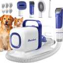 Dog Grooming Kit with Vacuum, 15000Pa Pet Hair Clipper and Shedding Brush, 50dB Low Noise, 2L Capacity, White