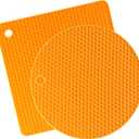 2 Pack Silicone Trivet Mat, Hot Pads Non-slip Insulation Mats for Home Kitchen (Orange)