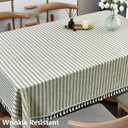 TruDelve Rectangle Cloth Tablecloths Olive Green Striped Tablecloth Boho Fabric Cotton Tablecloths Outdoor Table Cover Rectangle Tables (Green,70"x 55",Rectangular)