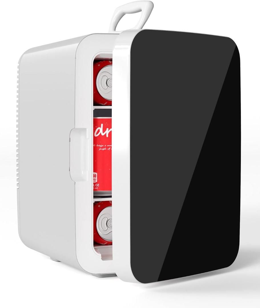 Electactic 10L Compact Mini Fridge, 2.6 Gal Portable Small Refrigerator with AC/DC Adapters, Quiet Personal Desktop Fridge for Skincare, Cosmetics, Makeup, Beverage & Food, Classic White, 10 Liters