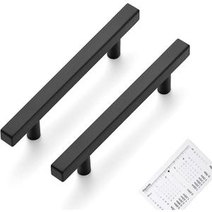 Ravinte 30 Pack Matte Black Cabinet Pulls 3-3/4 inch Black Cabinet Handles Kitchen Pulls for Cabinets with Mounting Template 6 inch Overall Length