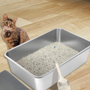 UWANGPET Stainless Steel Cat Litter Box,Odour Proof Litter Pan, Non-Stick, Easy to Clean, Rust Resistant, Non-Slip Rubber Feet