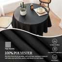 BYDOLL Table Cloth Round 60 Inch Fits Max50 Inch Diameter Top,4 Pack Black Washable Outdoor Winkle and Stain Resistant Spillproof Polyester Tablecloth for Round Tables Party Cover