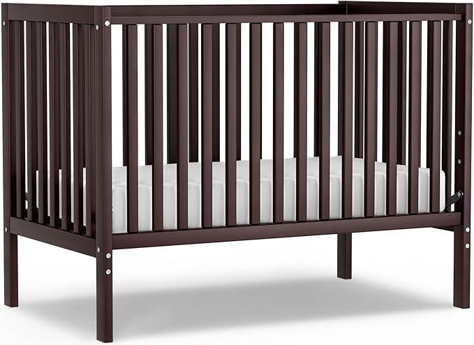 Baby Crib 5-in-1 Convertible, Wood Full Size Toddler Bed for Small Baby, Made of Sustainable Natural Pinewood Cribs, Non-Toxic Finish, Simplistic Nursery Furniture (Espresso)