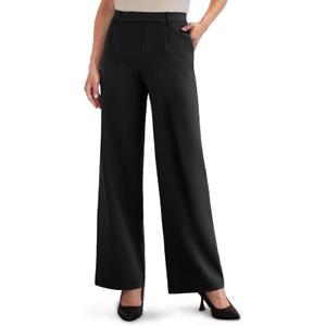 ESOFT Womens Dress Pants 27" Business Work Pants Wide Leg Pull On High Waisted Casual Stretchy Trousers Pockets (XX-Large, Black)