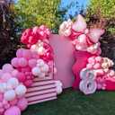 Pink Mouse Balloon Garland Arch Kit 124 Pcs Hot Pink, Pastel and Polka Dot Balloons with Bow, Mouse Themed Girl Birthday Baby Shower Party Decor