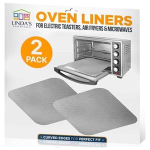 Toaster Oven Liners for Bottom of Oven (2 Pack) Reusable Non-Stick Heat Resistant Toaster Liners, Compatible with Ninja, Cuisinart, Emeril Lagasse & More, Toaster Mat, 12"x12" (Silver)