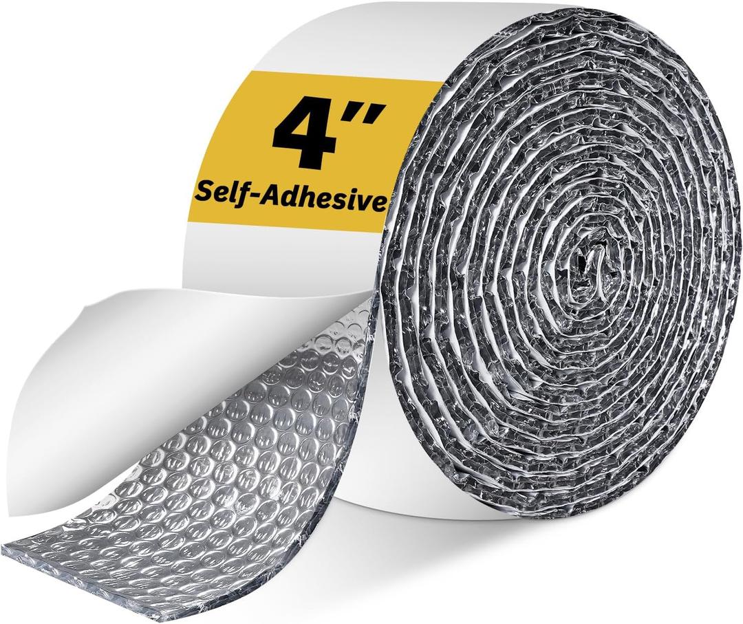 Double Bubble Reflective Foil Insulation Tape, Self-Adhesive Ac Pipe Insulation Wrap for AC Hose, HVAC Duct, Exhaust Hose, Bubble Wrap Insulation for Weatherproof Attics, Windows, Garages - 4 inch
