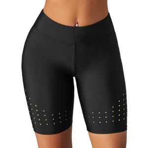 ATTRACO Women's High Waisted Swim Shorts with Pockets Bathing Suit Bottoms Long Board Shorts Plus Size (Black, M)