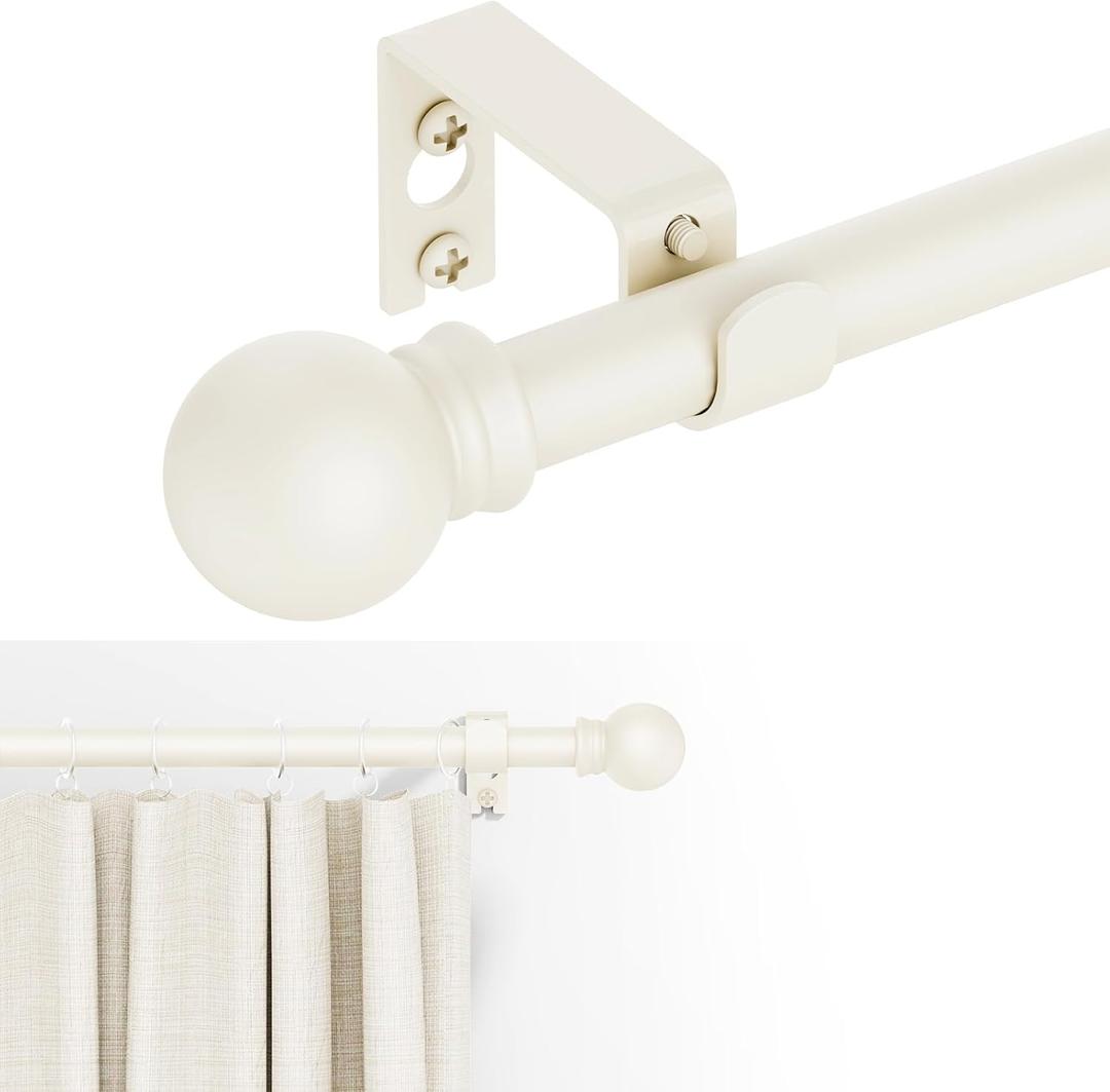 GXOACKJ Curtain Rods for windows 28-78 inch, 5/8 inch Decorative Ivory White Splicing Heavy Duty Metal Curtain Rod set with Brackets