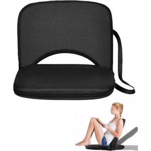 Stadium Seat with Back Support - Stable Bleacher Chairs with Back and Cushion Waterproof Portable Widen Thick 6-Position Reclining Stadium Bleacher for Sport Events (Pure Black)