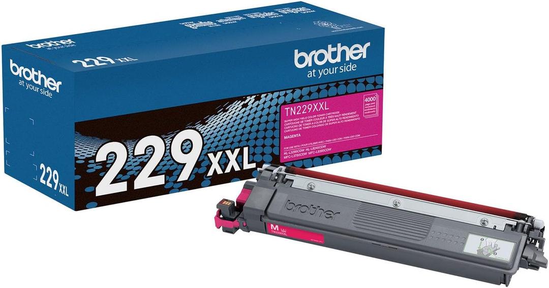 Brother Genuine TN229XXLM Magenta Super High Yield Printer Toner Cartridge - Print up to 4,000 Pages(1), Compatible with HL-L3295CDW, HL-L8245CDW, MFC-L3780CDW, and MFC-L8395CDW Printers