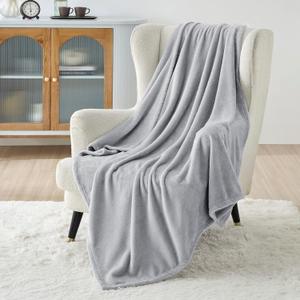 Bedsure GentleSoft Fleece Blanket Twin Size Light Grey - 300GSM Lightweight Plush Fuzzy Cozy Soft Warm Blanket for Bed, Sofa, Couch, Travel, Camping, 60x80 inches