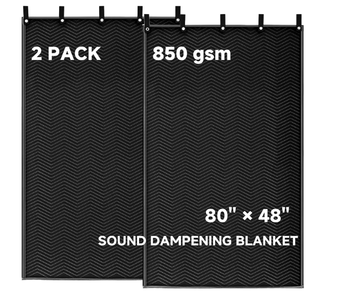 2 Pcs Large Sound Dampening Blanket 48" x 80", 850GSM Acoustic Sound Blanket with Grommets,Heavy Duty Studio Sound Absorption Blankets,Acoustic Blanket Noise Reduce,Light Blocker,Moving Blankets