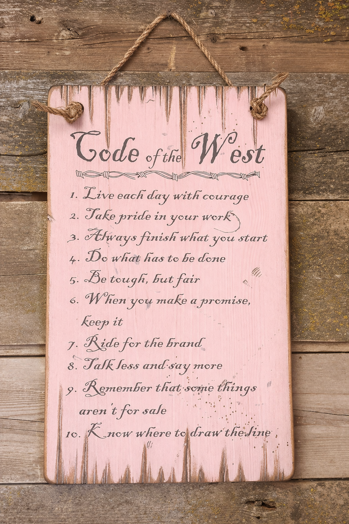 Rustic Wooden Signs Code Of The West Western Antiqued Plaque Wooden Sign Wall Art Decor Kitchen Cafe Pub Decor Gift 8x12 INCH (w87)