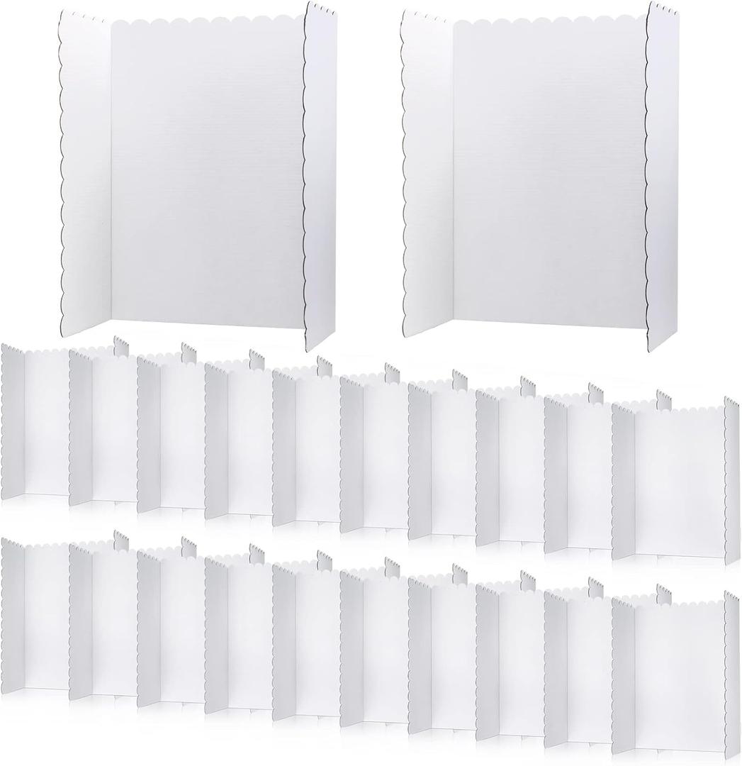 24 Pcs 24 x 36 Inch Trifold Poster Display Boards White for Science Fair Presentation Projects Photo Exhibition Display Tri fold Board Foldable Paperboard for School Supplies Bulk Business