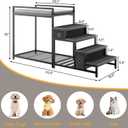 kepptory Pet Bunk Bed with Stairs and Storage, Dog Beds Attachment to Human Bed, Bedside Dogs Cot for Small, Medium Cats & Dogs, Pet Window Perch (Grey)